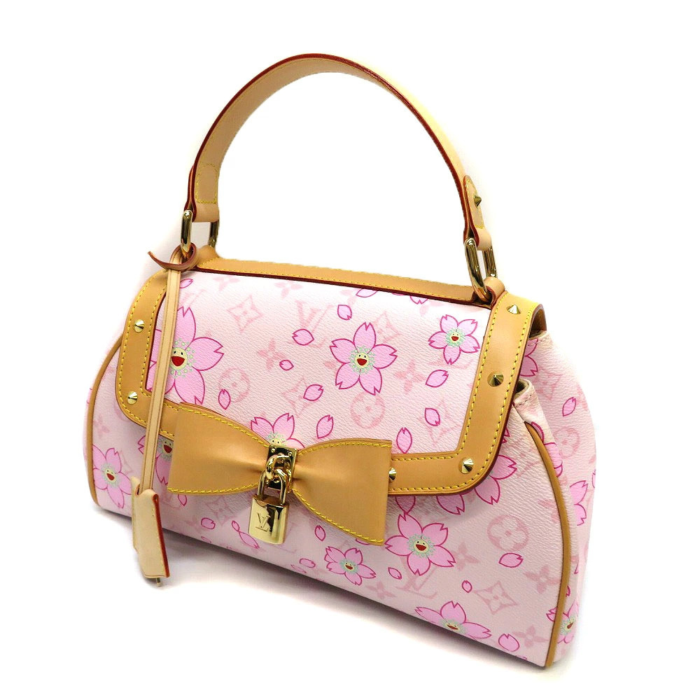 LOUIS VUITTON Sac Retro Monogram Cherry Blossom Pink Rose Pink Ribbon Handbag
